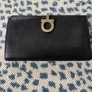 Vintage Ferragamo Black Leather Women's Wallet